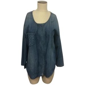 New Level 99 Blue VTG Wash Quilted Shoulder Jacket